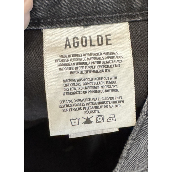 Agolde 90's Crop Jeans Mid Rise Loose Bound Straight Leg Button Fly, 28 - Picture 9 of 11